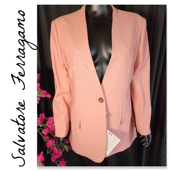 Salvatore Ferragamo Womens  Blazer Size 46 Italian XL in Salmon NWT - Picture 1 of 13